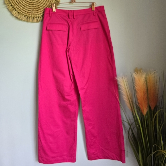The Kit New Tracee Pants Organic Cotton High Rise Wide Leg Pop Pink Women SZ 8 - Picture 6 of 12